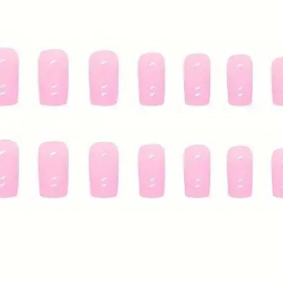 #12 Women's Girls Soft Pink Press Medium Length Square Fake Nails, Press On - Picture 6 of 6